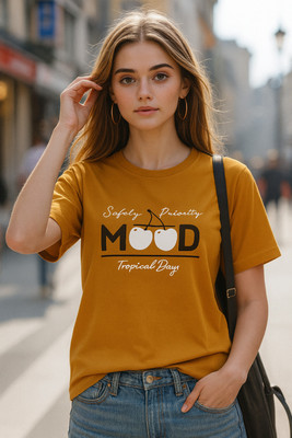 Moda Rapido Solid Women Round Neck Yellow T-Shirt