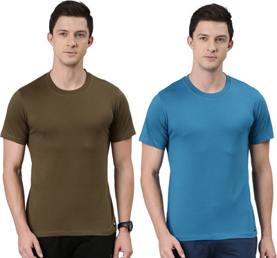 RUPA JON Solid Men Crew Neck Green, Blue T-Shirt