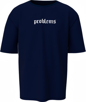 Hello Swanky Typography Men Round Neck Dark Blue T-Shirt
