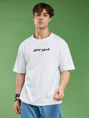 Smartees Printed Men Round Neck White T-Shirt