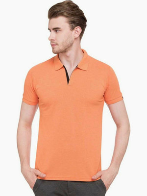 Status Quo Solid Men Polo Neck Orange T-Shirt