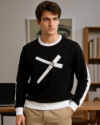 TrendShaper Printed Men Round Neck Black T-Shirt