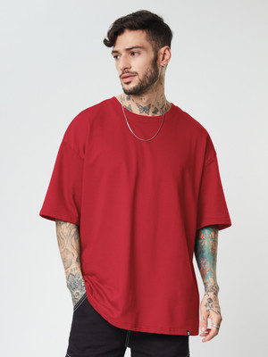The Souled Store Solid Men Round Neck Red T-Shirt