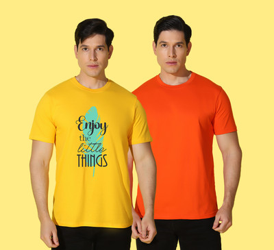 WOOSTRO Graphic Print, Solid Men Round Neck Multicolor T-Shirt