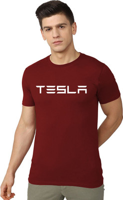 RULEDBYSUN Typography Men Round Neck Maroon T-Shirt