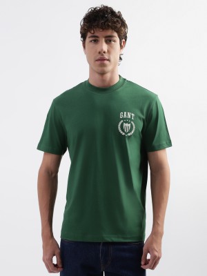 Gant Solid Men Round Neck Green T-Shirt