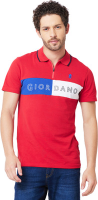 GIORDANO Colorblock Men Polo Neck Blue, White, Red T-Shirt