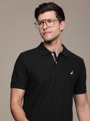 NAUTICA Solid Men Polo Neck Black T-Shirt