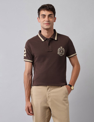 U.S. Polo Assn. Denim Co. Solid Men Polo Neck Brown T-Shirt