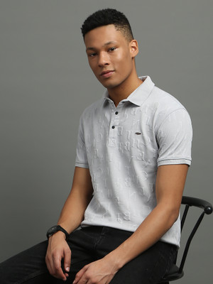 FROSEN FOX Self Design Men Round Neck Grey T-Shirt