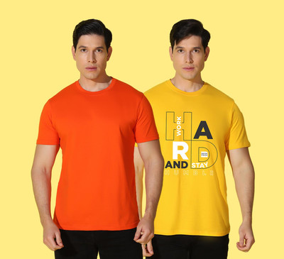 WOOSTRO Typography, Solid Men Round Neck Multicolor T-Shirt