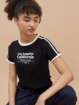 Fame Forever by Lifestyle Printed Men Polo Neck Black T-Shirt