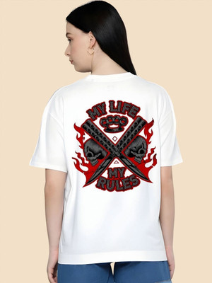 SZN Graphic Print Women Round Neck White T-Shirt