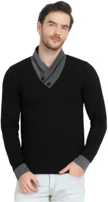 UNICUS APPAREL Colorblock Men V Neck Black T-Shirt