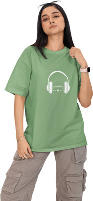 Jvthreads Graphic Print Women Round Neck Green T-Shirt