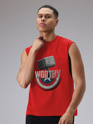 Moda Rapido Typography Men Round Neck Red T-Shirt