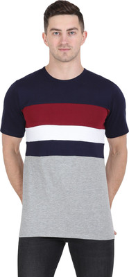 Styvibe Colorblock Men Round Neck Multicolor T-Shirt