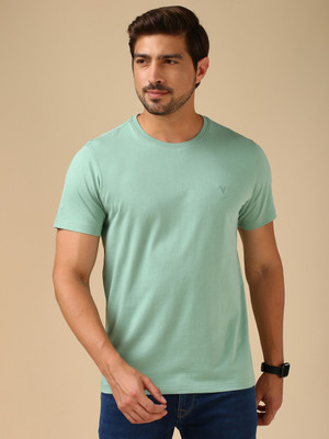 VAN HEUSEN Solid Men Crew Neck Green T-Shirt