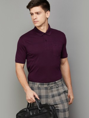 CODE by Lifestyle Solid Men Polo Neck Purple T-Shirt