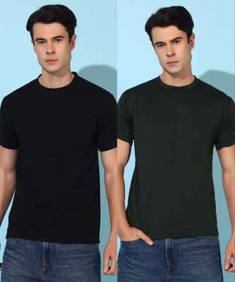 Christy World Self Design Men Round Neck Multicolor T-Shirt