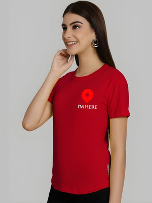 SZN Graphic Print Women Round Neck Red T-Shirt