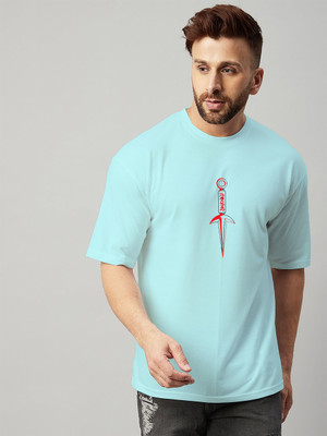 JP Creation Solid Men Round Neck Light Blue T-Shirt