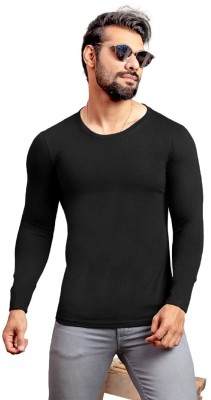 rover store Solid Men Round Neck Black T-Shirt