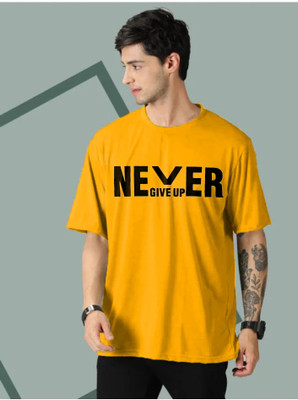 etsun Typography Men Round Neck Yellow T-Shirt