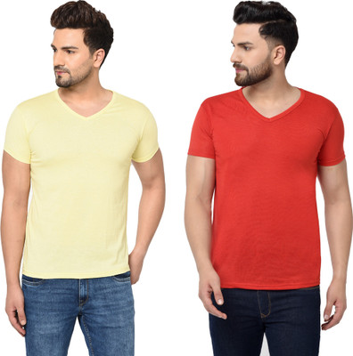 Adorbs Trend Solid Men V Neck Multicolor T-Shirt