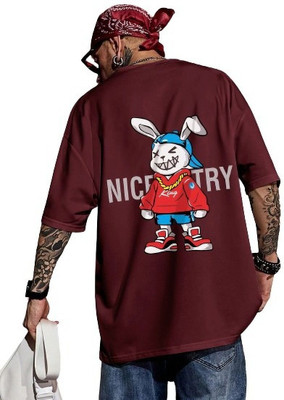 ShahaClothing Typography, Graphic Print Men Round Neck Maroon T-Shirt