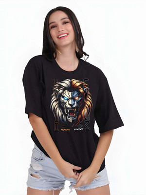 Moda Rapido Graphic Print Women Round Neck White T-Shirt