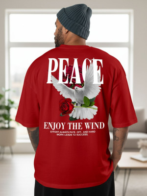 annnackel Graphic Print Men Round Neck Red T-Shirt
