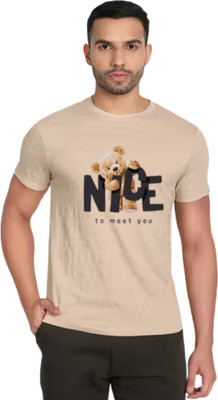 RAR Printed Men Round Neck Beige T-Shirt