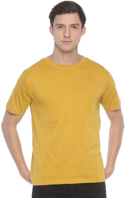 DACE Solid Men Round Neck Yellow T-Shirt