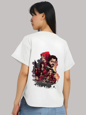 SZN Graphic Print Women Round Neck White T-Shirt