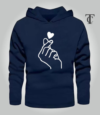 Tees Collection Printed Men Hooded Neck Navy Blue T-Shirt