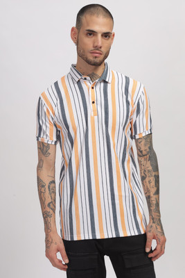 iCome Striped Men Polo Neck Multicolor T-Shirt