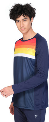 TECHNOSPORT Printed Men Crew Neck Navy Blue T-Shirt