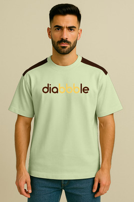 Culish Trend Printed Men Round Neck Light Green T-Shirt