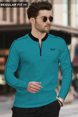 TRIPR Solid Men Mandarin Collar Multicolor T-Shirt