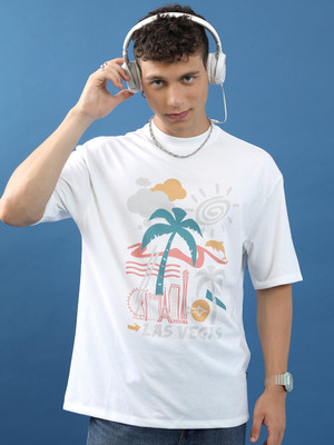 HIGHLANDER Printed, Typography Couple Round Neck White T-Shirt