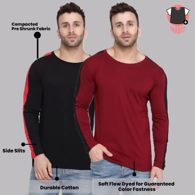 FARBOT Solid Men Round Neck Multicolor T-Shirt