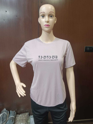 MYo2 Solid Women Round Neck Pink T-Shirt