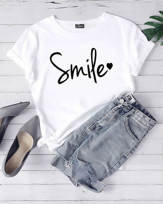 JUGULAR Printed Women Round Neck White T-Shirt