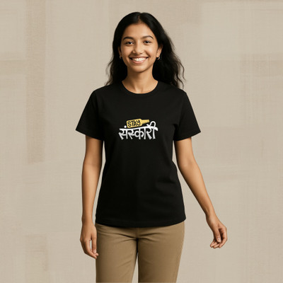 Rimore Clothing Graphic Print Women Round Neck Black T-Shirt