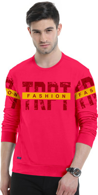 Triptee Typography Men Round Neck Red T-Shirt