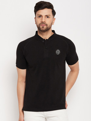 DUKE Solid Men Mandarin Collar Black T-Shirt