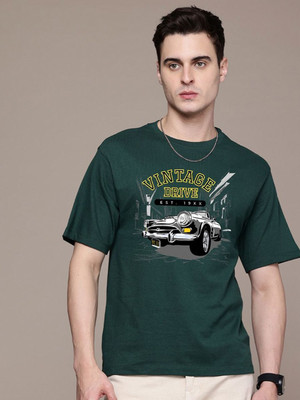 Moda Rapido Graphic Print Men Round Neck Dark Green T-Shirt