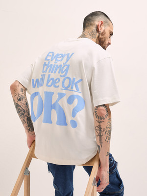 THE BEAR HOUSE Graphic Print Men Crew Neck White T-Shirt