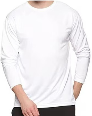 grasp Solid Men Round Neck White T-Shirt